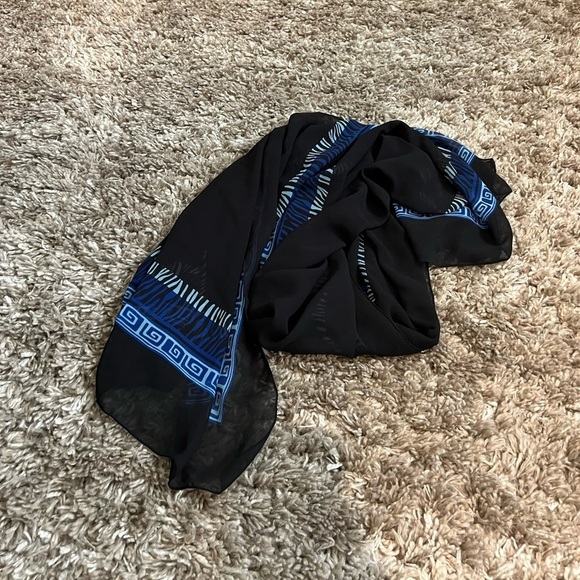 Accessories - Black and blue womens semi sheer scarf